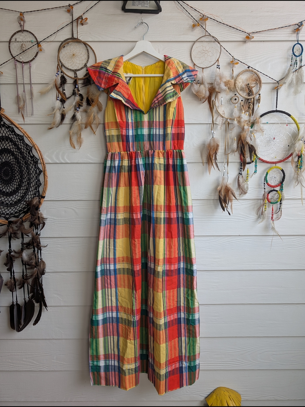 Vintage Rainbow Plaid Colorful Dress - Picture 3 of 13